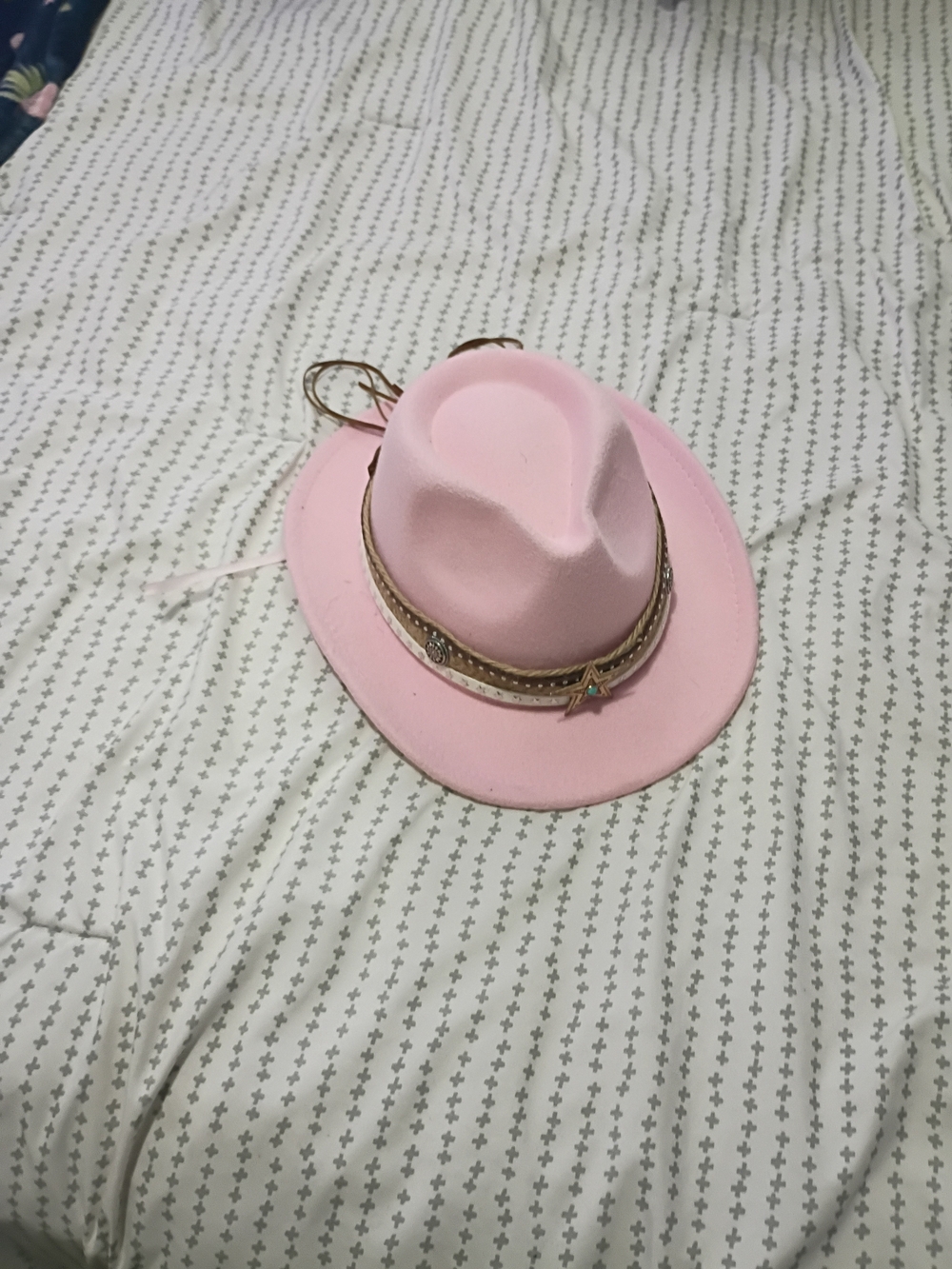 QVC Pink Felt Cowboy-Style Fedora with Braided Band